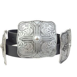 Genuine Leather w. Western Buckle-Size Concho Belt